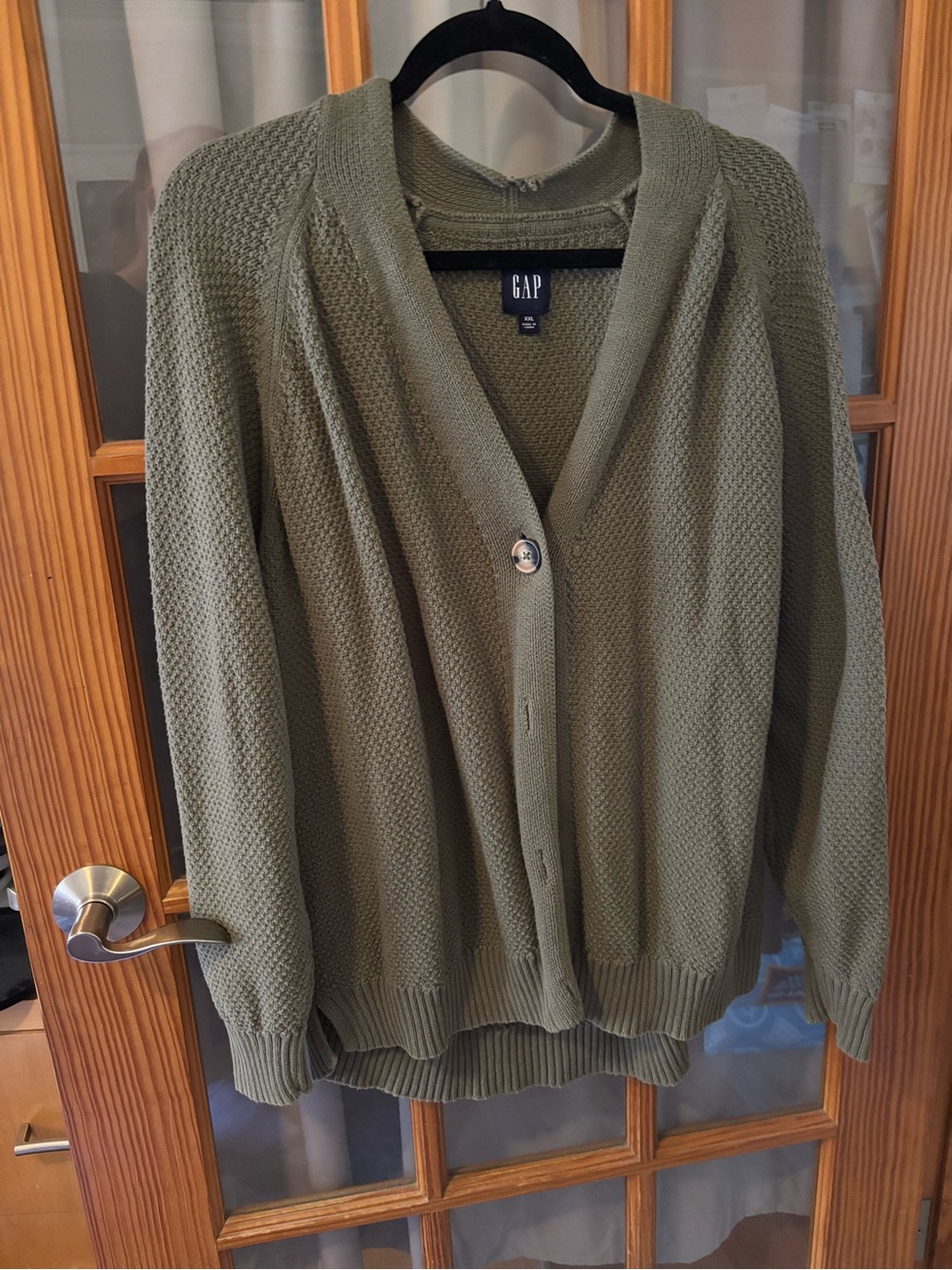 GAP Olive Textured V-Neck Cardigan